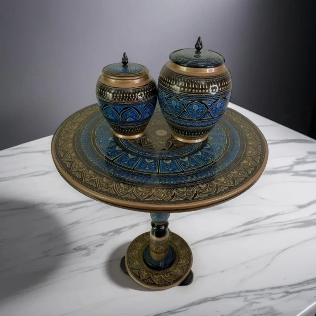Handcrafted Naqshi Art Accent Table – Decorative Wooden Side Table