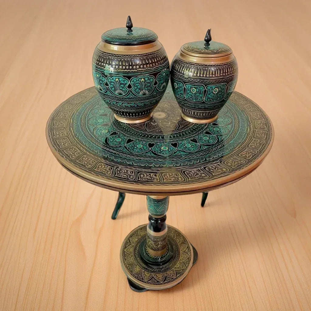 Handcrafted Naqshi Art Accent Table – Decorative Wooden Side Table
