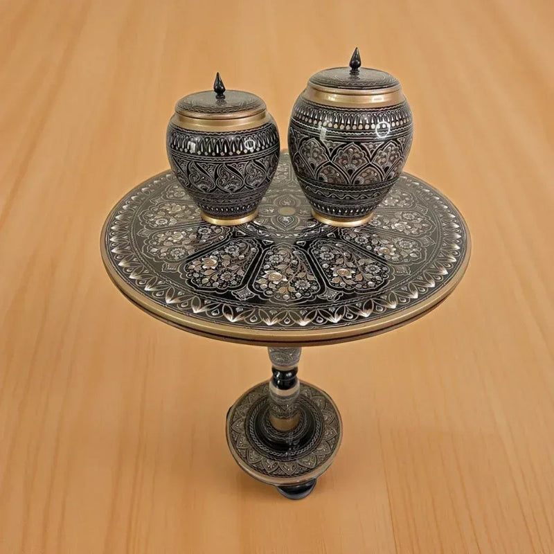 Handcrafted Wooden Table and Jars Décor Set – Stylish Home Accent