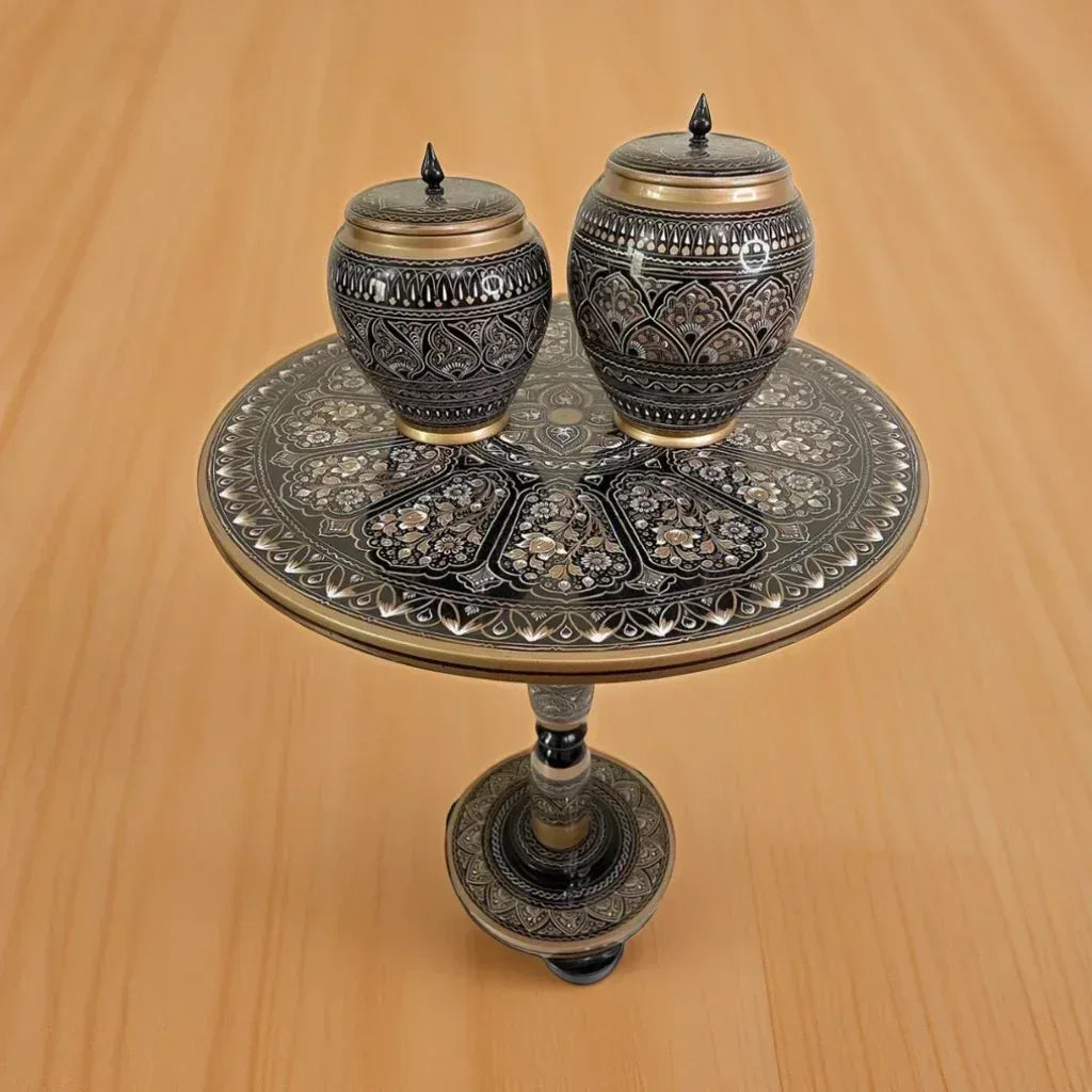 Handcrafted Naqshi Art Accent Table – Decorative Wooden Side Table