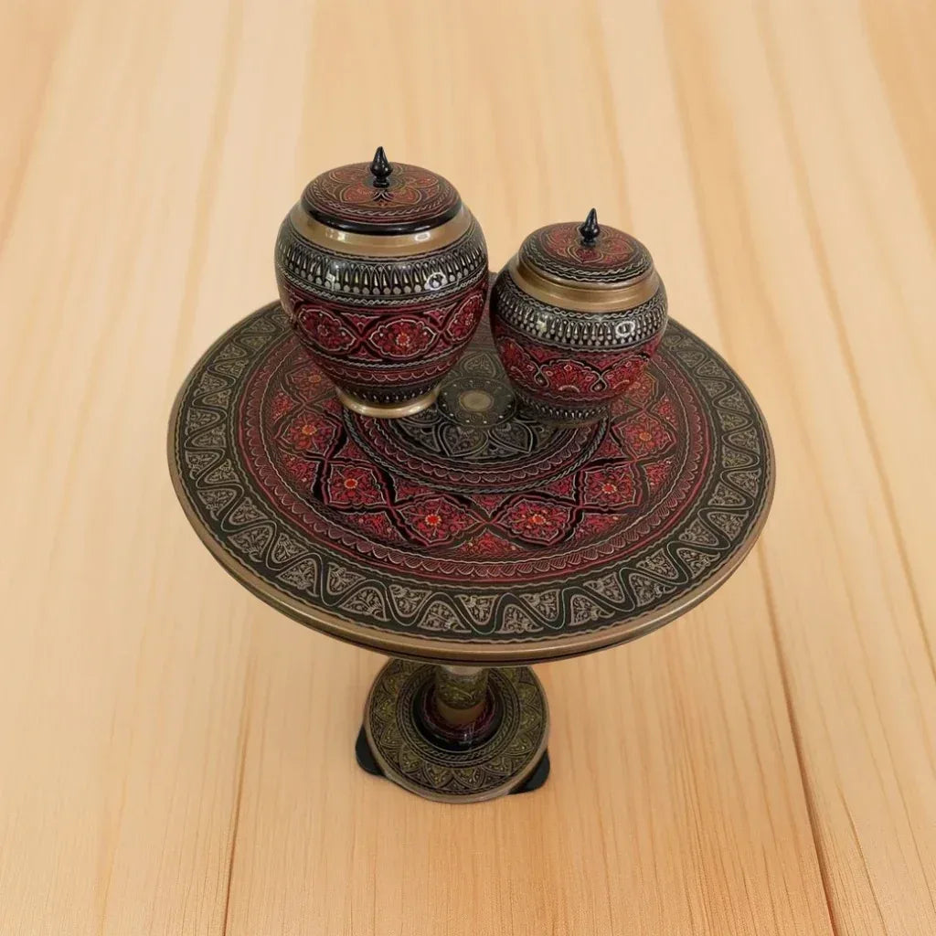Handcrafted Naqshi Art Accent Table – Decorative Wooden Side Table