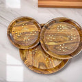 Elegant Brass Plate Set with Wooden Base – Premium Serveware Pakistan