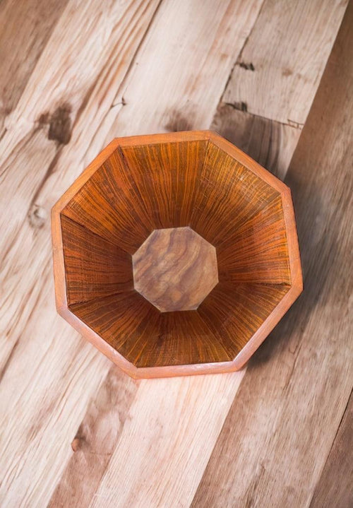 Carved Wooden Dustbin – Handcrafted Decorative Wooden Waste Bin for Home & Office