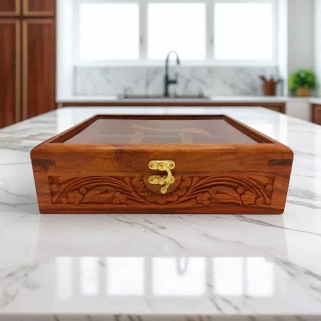 Handcrafted Masala Box – Wooden Spice Organizer Pakistan