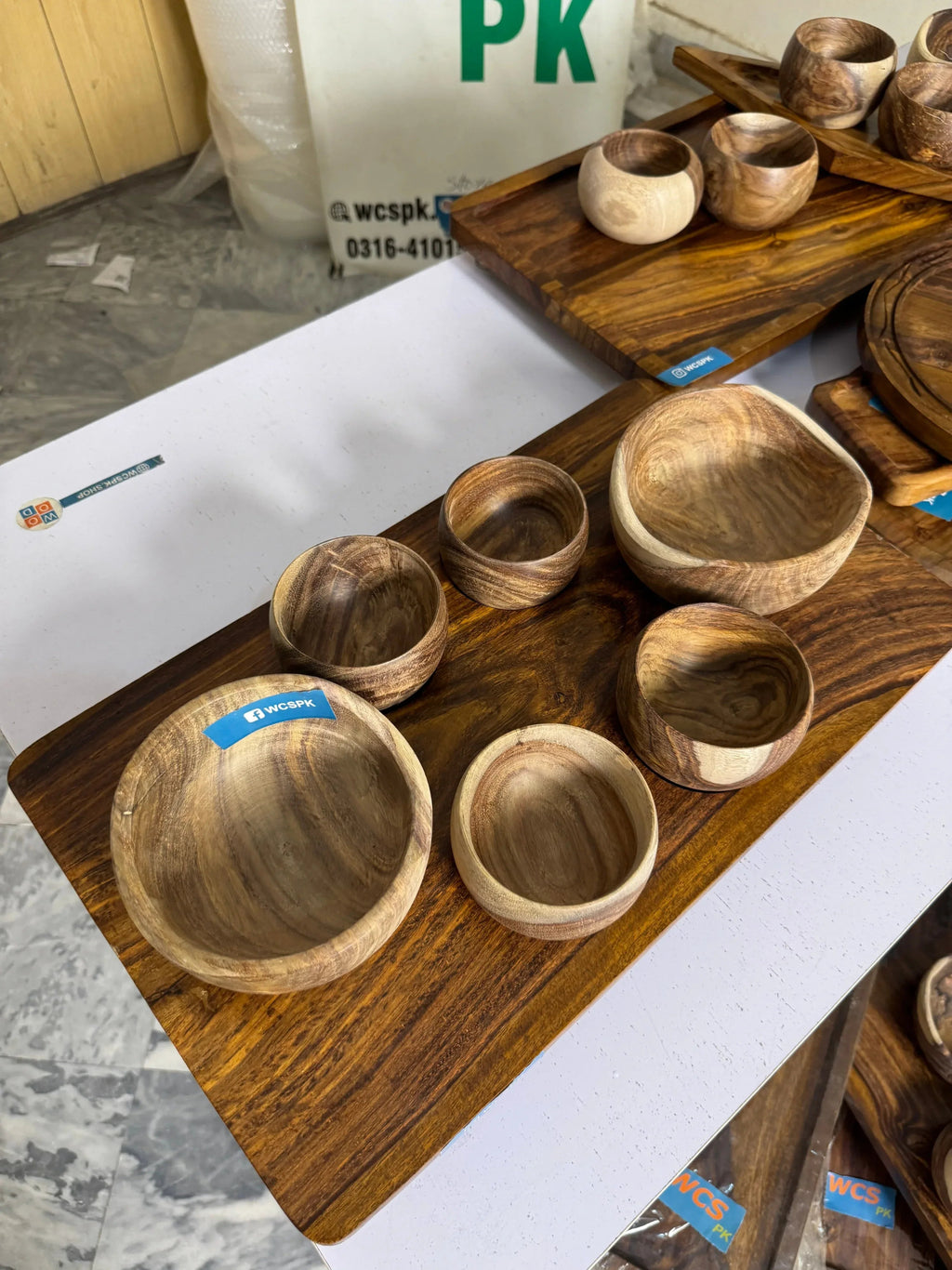 Premium Wooden Serving Tray with Bowl Set – Handcrafted Sheesham Serving Tray
