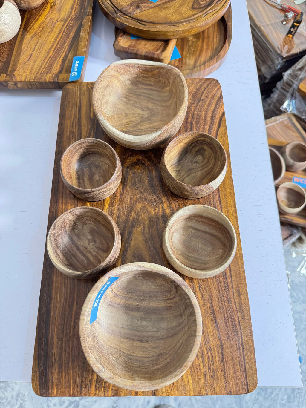 Premium Wooden Serving Tray with Bowl Set – Handcrafted Sheesham Serving Tray