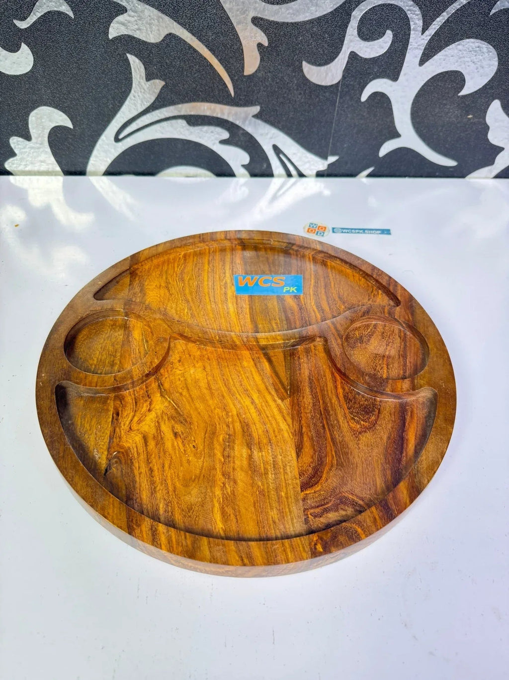 Burger Serving Platter – Single Piece Partitioned Snack Platter | Wooden Restaurant Serving