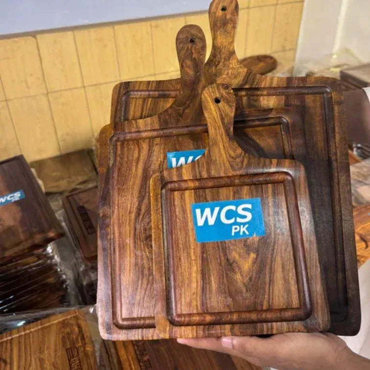 Square Wooden Serving Platter – Rustic Wooden Serveware for Snacks & Meals