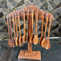 Wooden Fork and Spoon Set for Dining – Handcrafted Wood Flatware