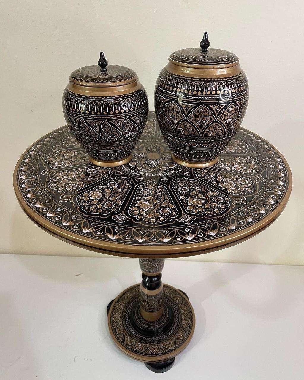 Handcrafted Wooden Table and Jars Décor Set – Stylish Home Accent