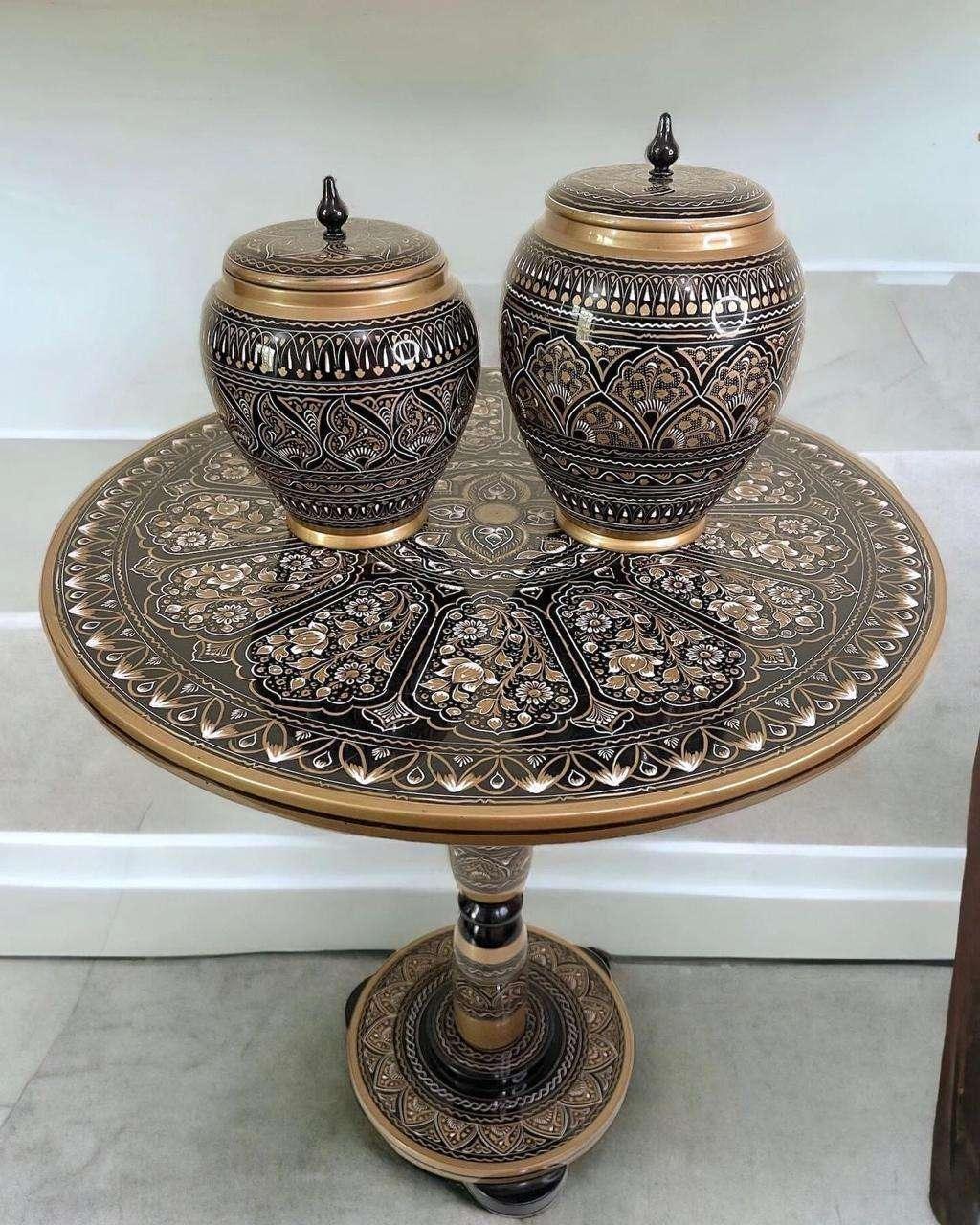 Handcrafted Wooden Table and Jars Décor Set – Stylish Home Accent