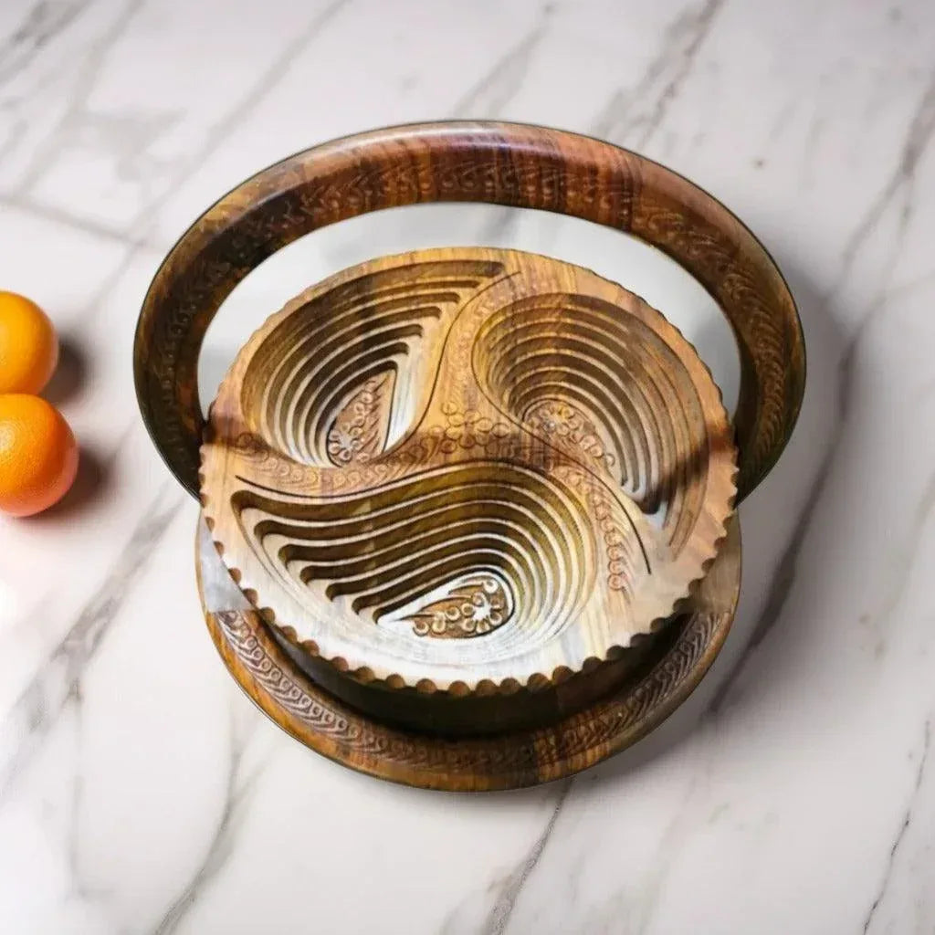 Wooden Dry Fruit Tukri – Handcrafted Serving Basket for Eid, Weddings & Gifting