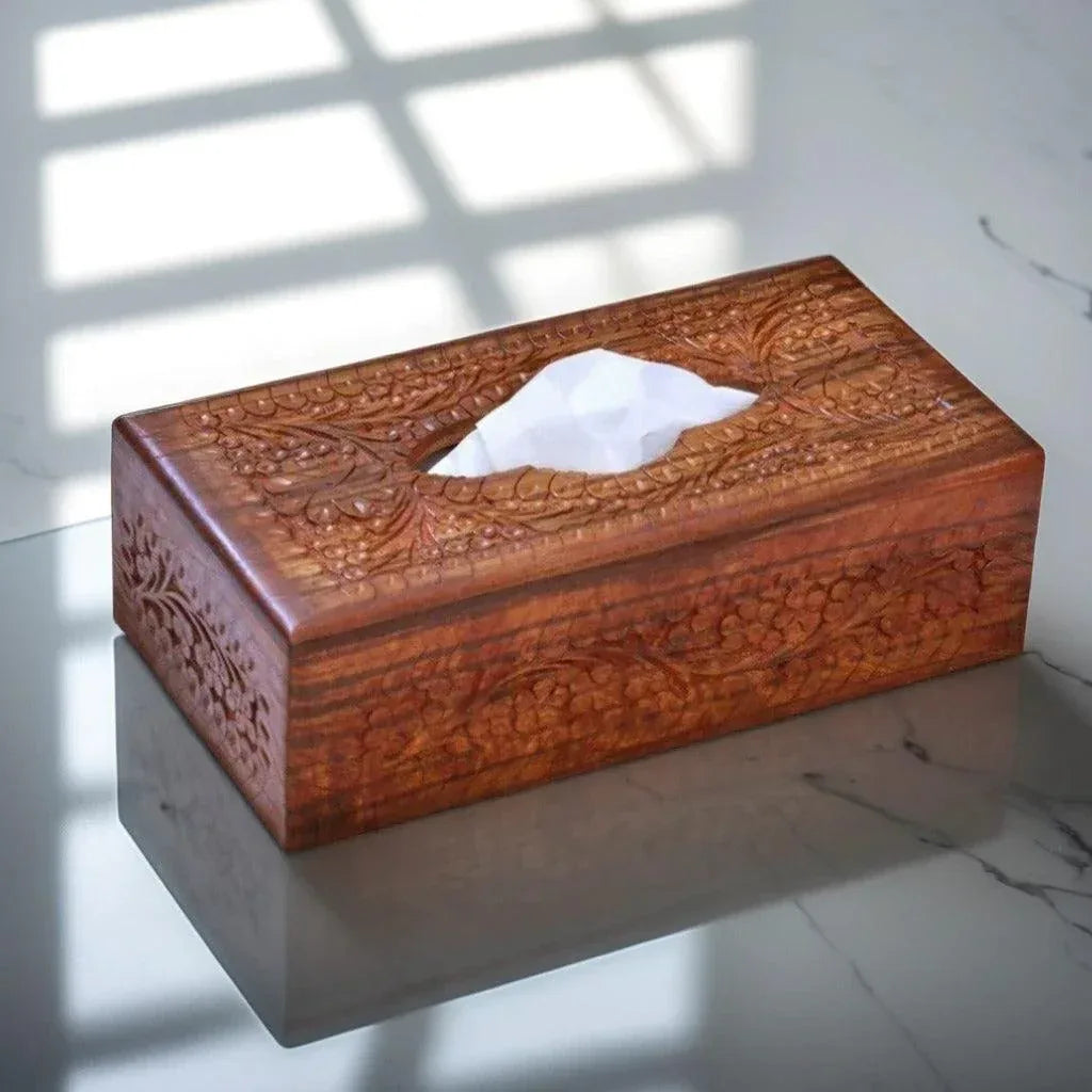 Stylish Wooden Tissue Box Holder – Premium Table Décor & Utility