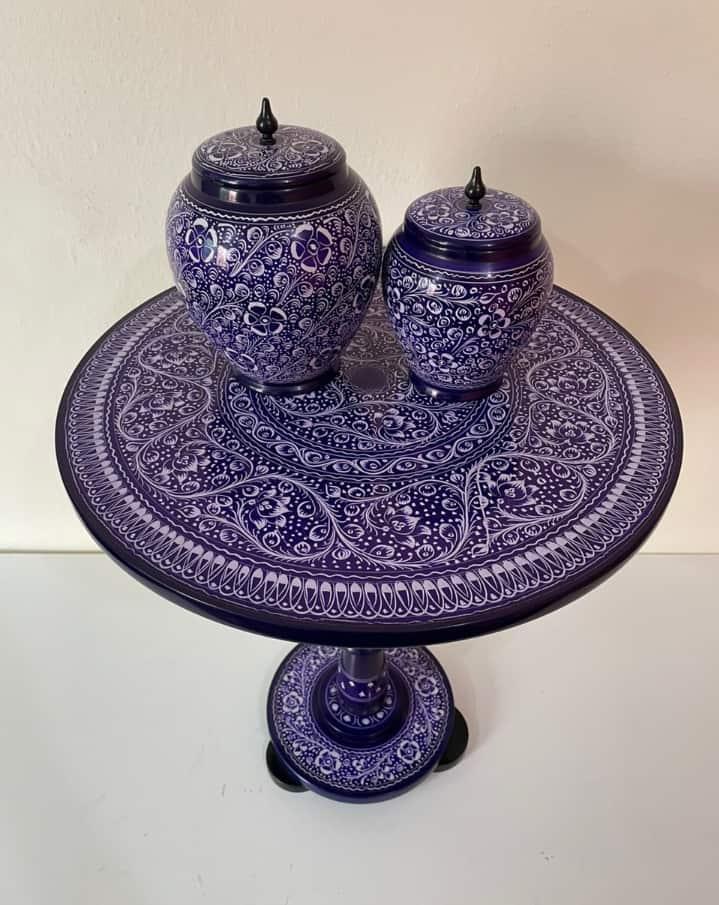 Elegant Naqshi Art Table Set – Hand-Carved Wooden Side Table for Living Room Décor