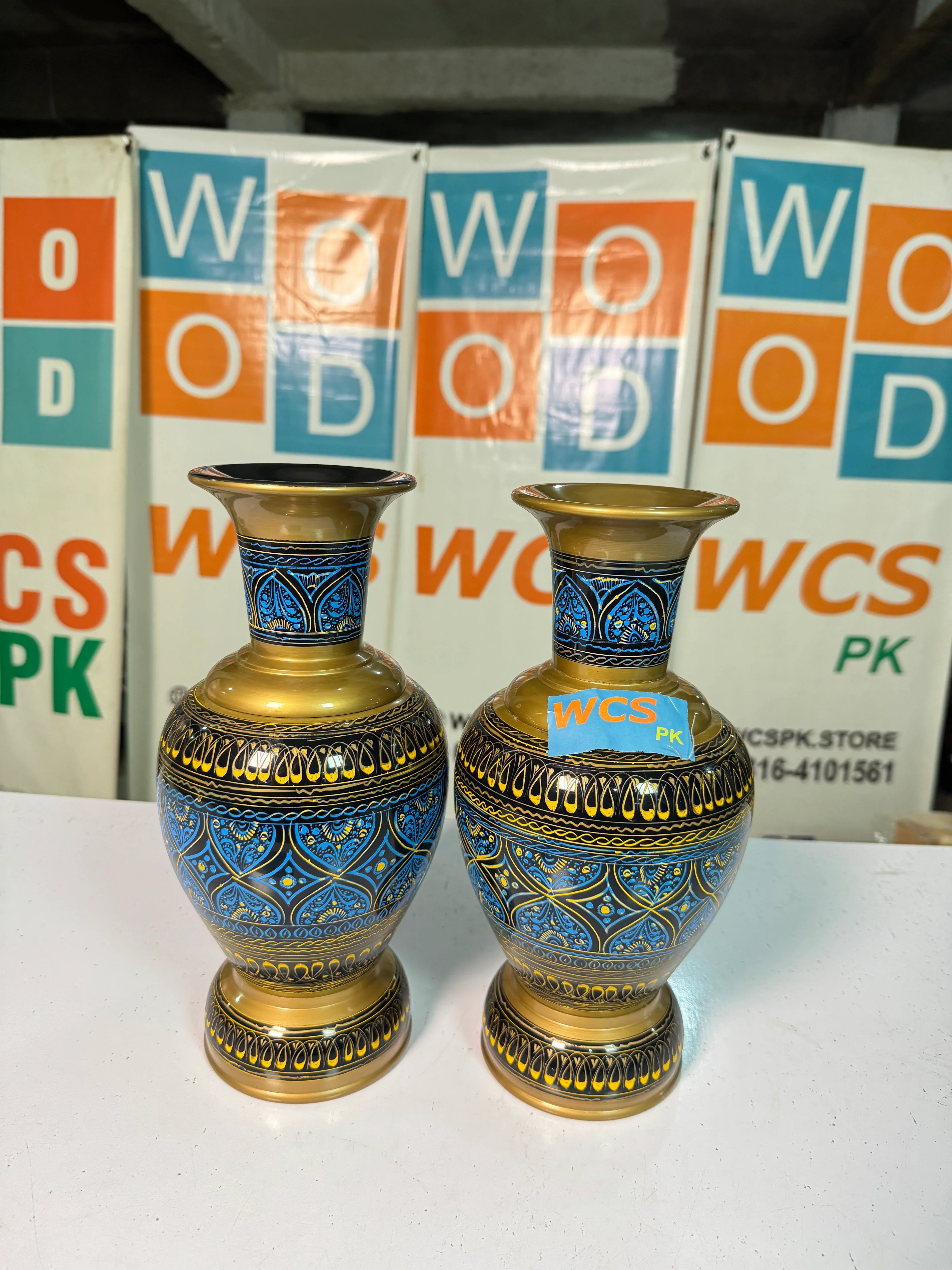 Handcrafted Wooden Naqshi Art Vase – Decorative Flower Pot for Home Decor