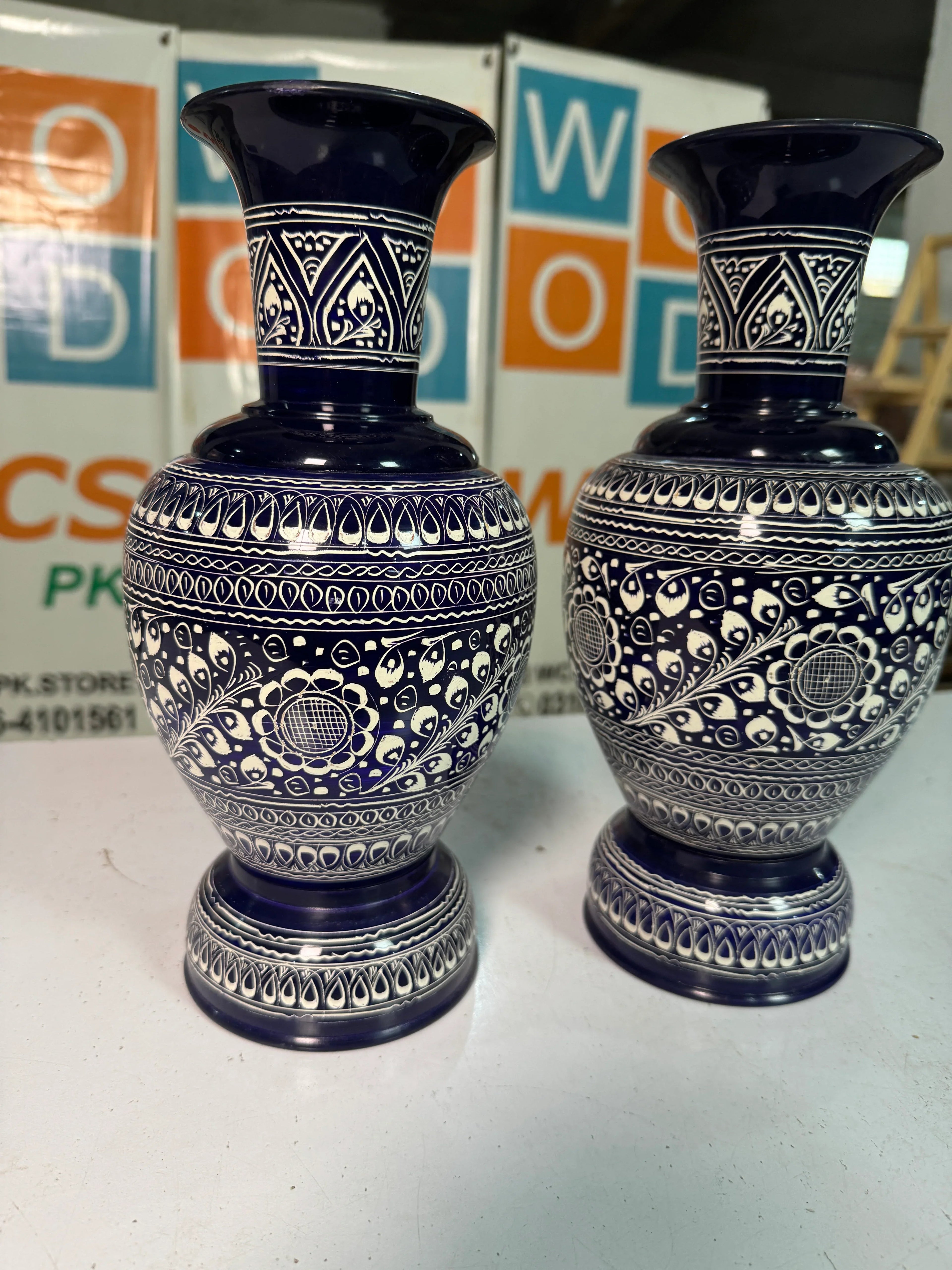 Handcrafted Wooden Naqshi Art Vase – Decorative Flower Pot for Home Decor