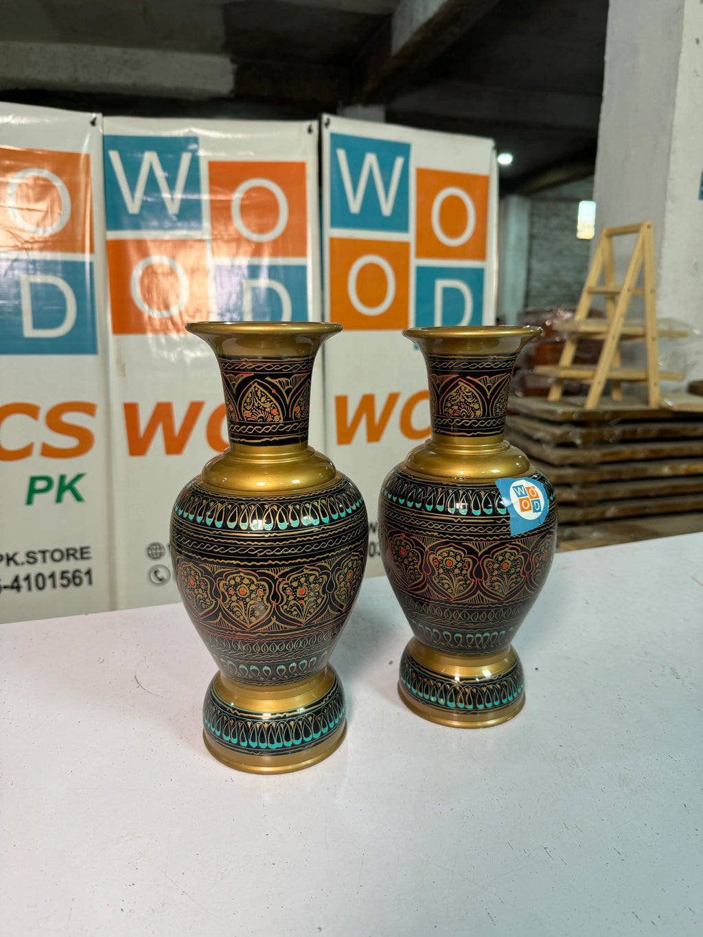 Handcrafted Wooden Naqshi Art Vase – Decorative Flower Pot for Home Decor