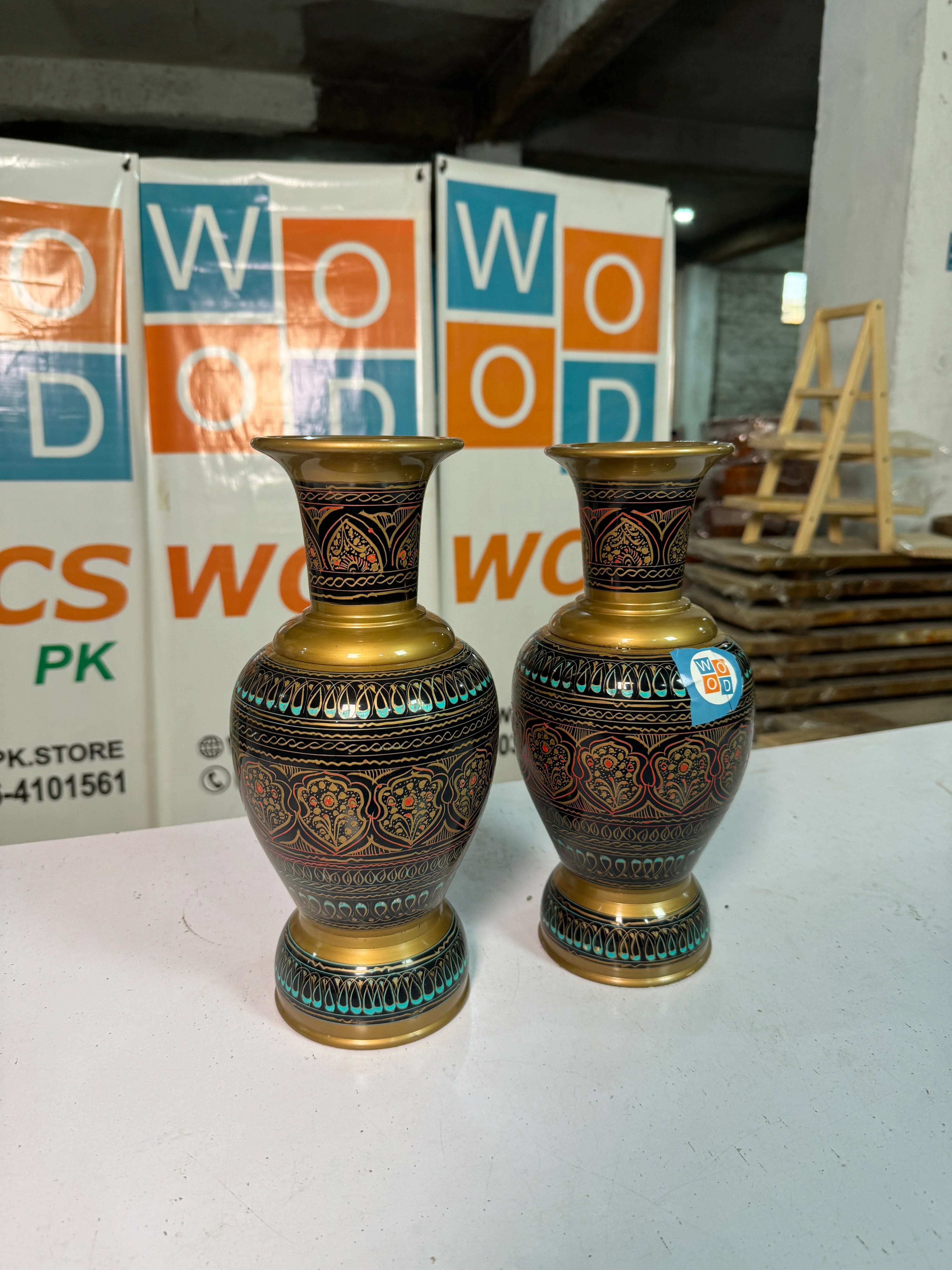 Handcrafted Wooden Naqshi Art Vase – Decorative Flower Pot for Home Decor