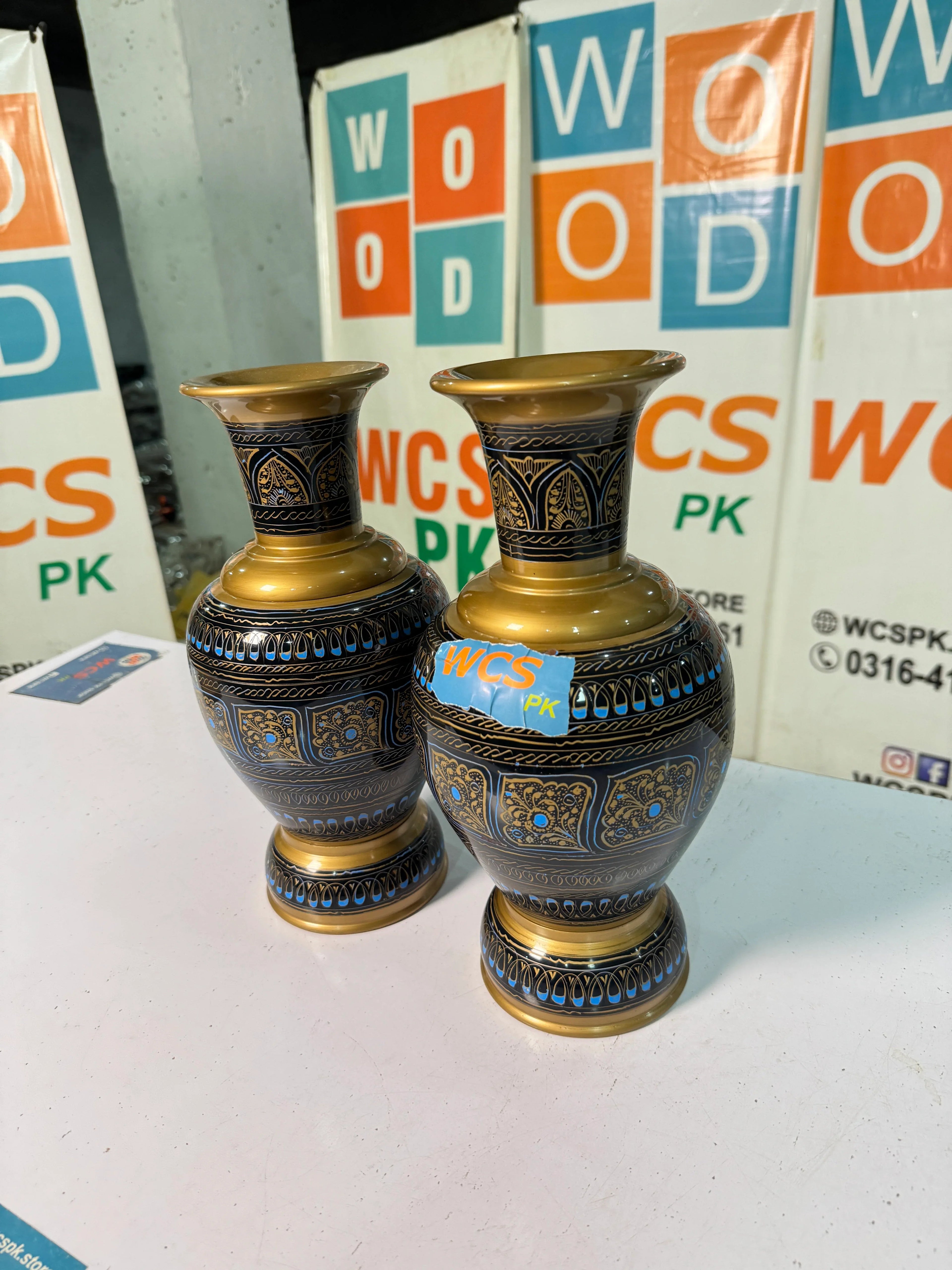 Handcrafted Wooden Naqshi Art Vase – Decorative Flower Pot for Home Decor