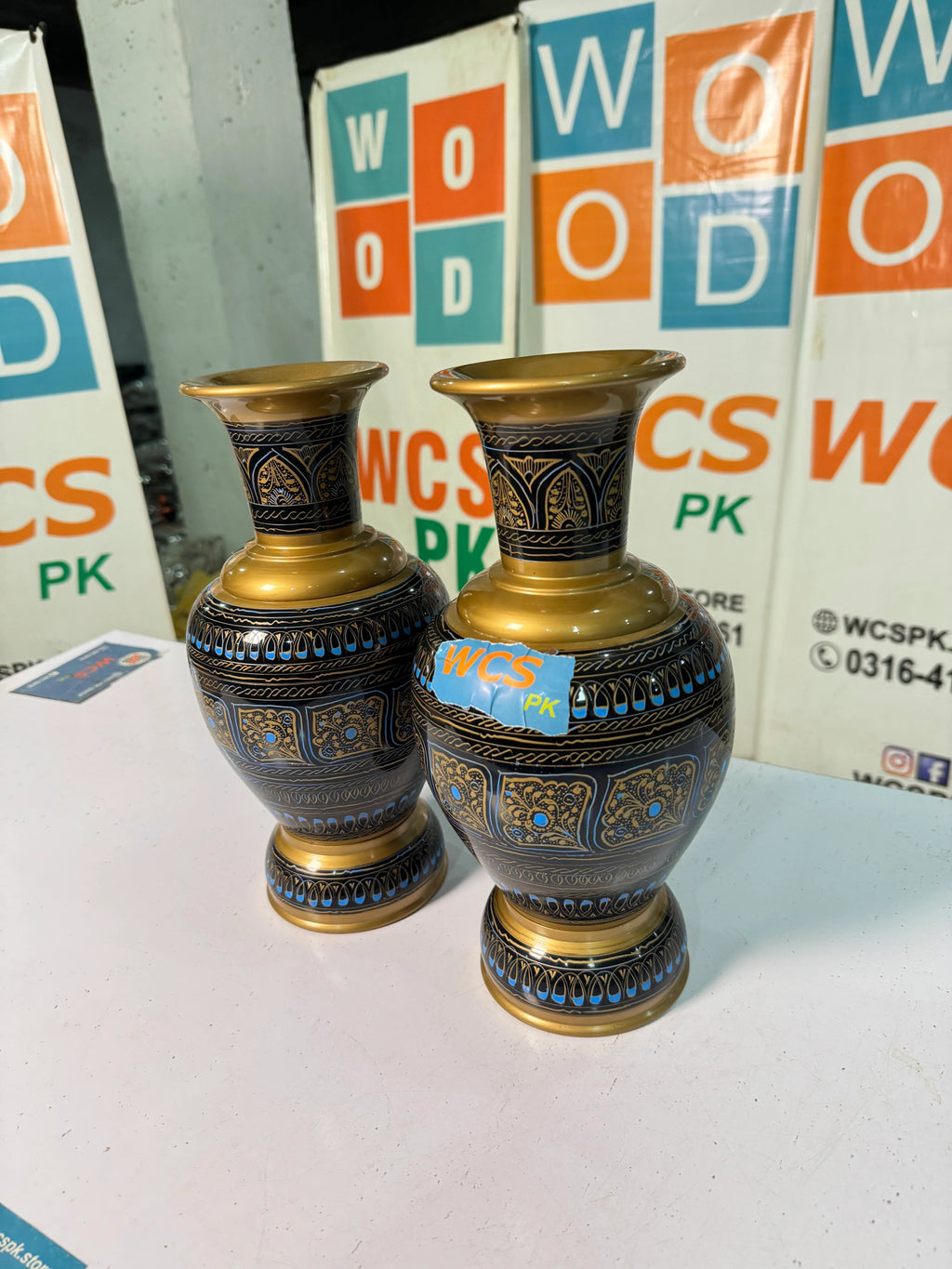 Handcrafted Wooden Naqshi Art Vase – Decorative Flower Pot for Home Decor