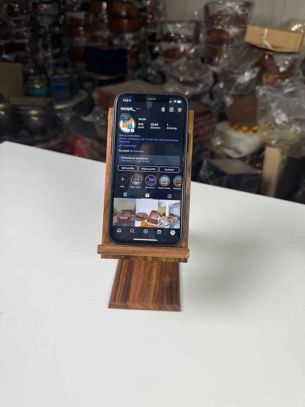 Wooden Phone Stand for Desk – Handcrafted Mobile Holder